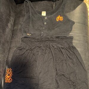 Black Halloween Pumpkin Tank and Shorts Set